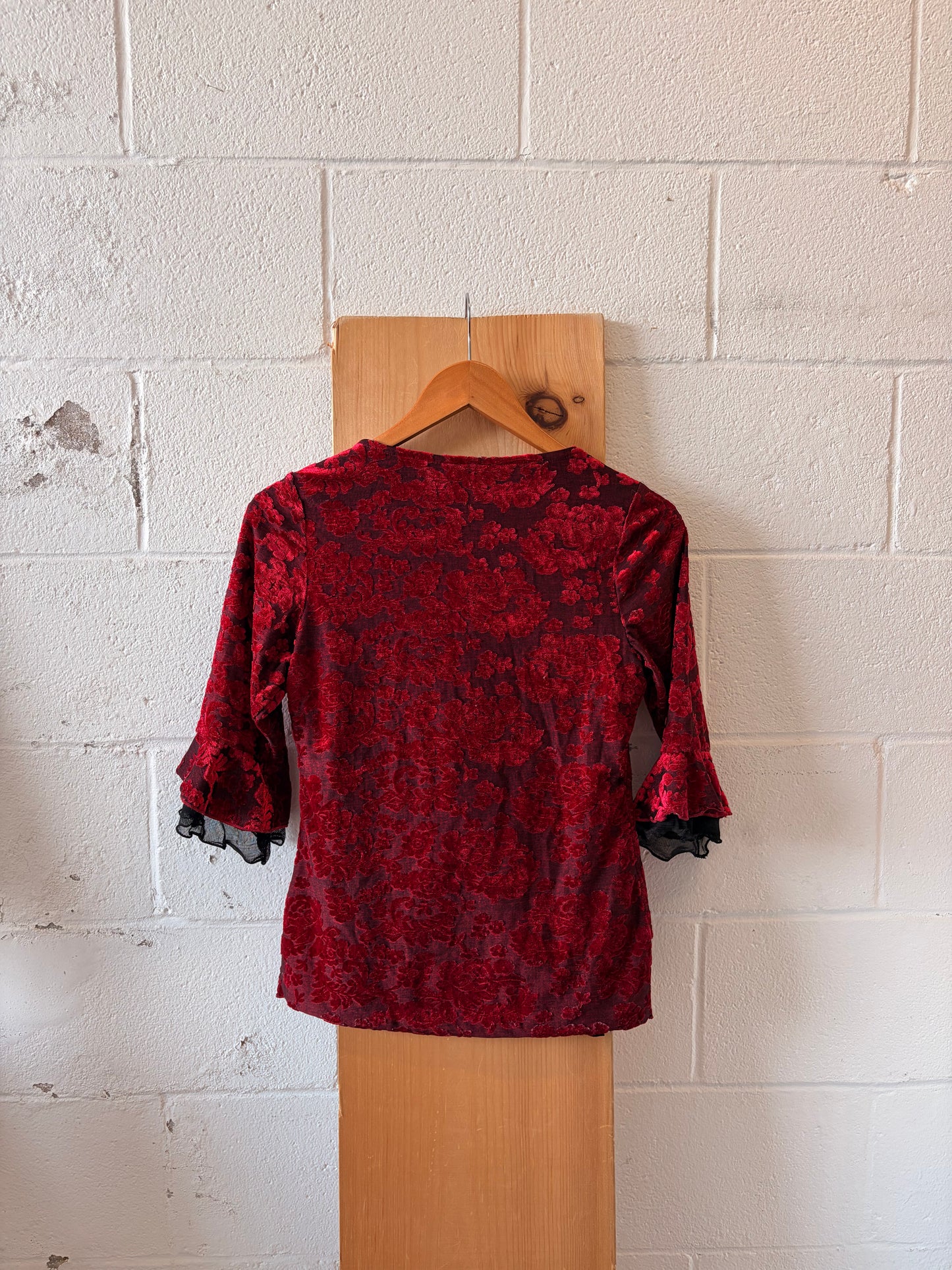 Floral Red Velvet Blouse : PS