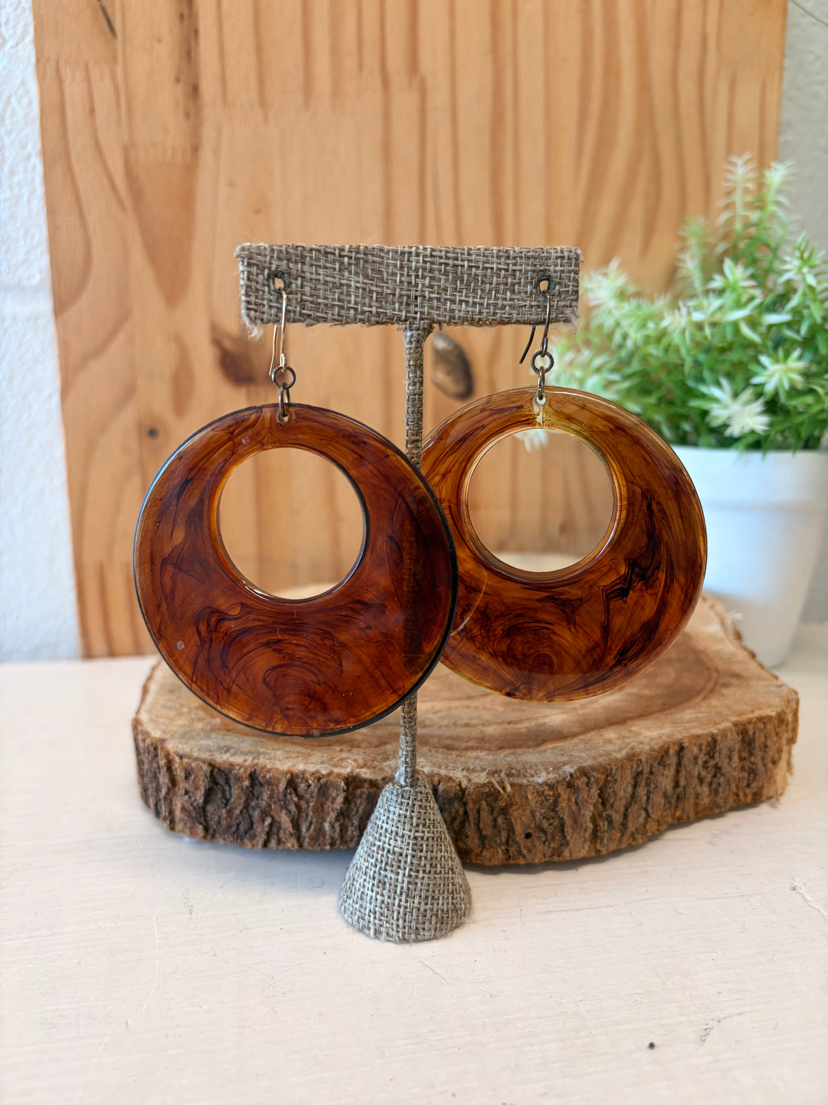 Chunky Amber Tone Hoops