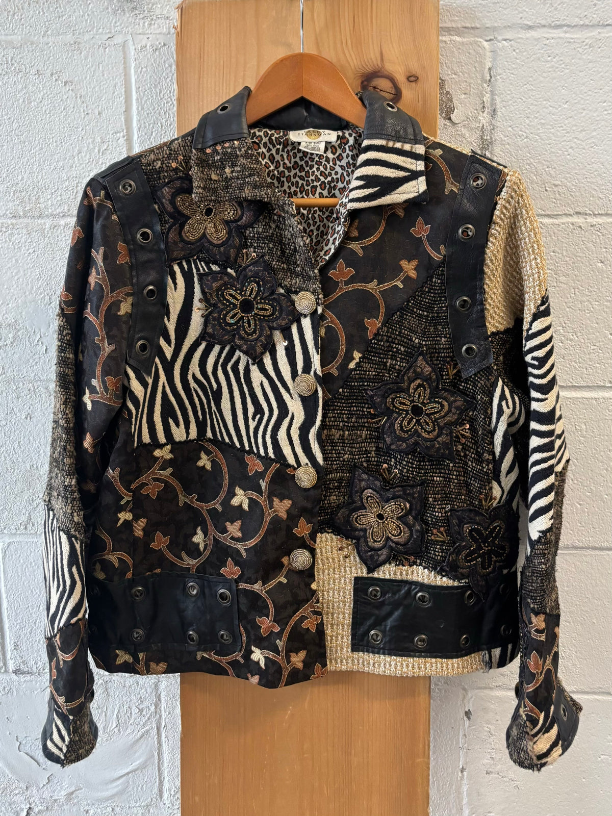 Vtg Sandy Starkman Mixed Print Jacket : L