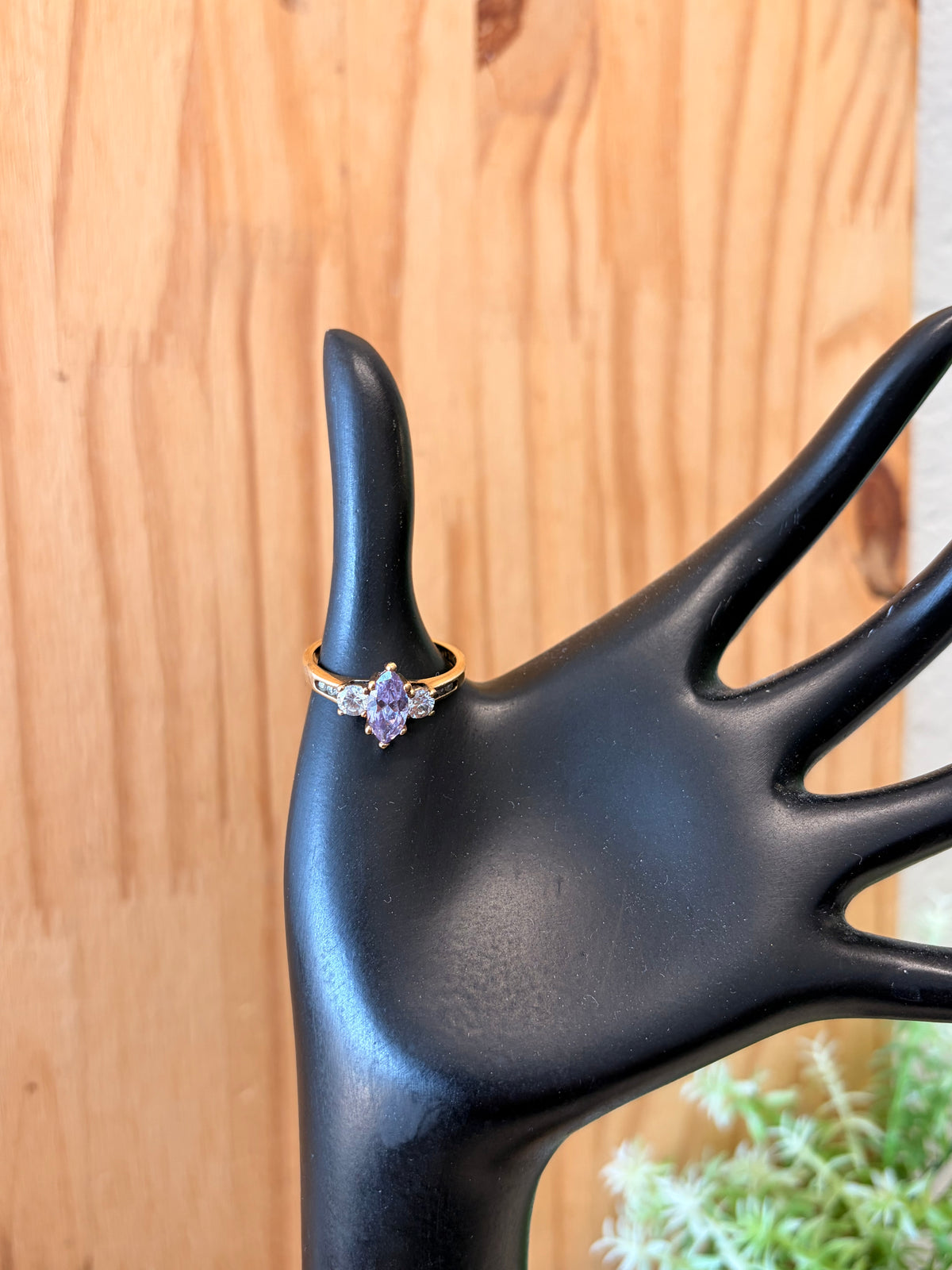 Gold Tone Purple Marquise Ring : Size 9
