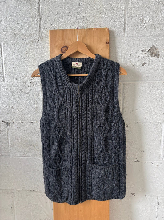 Irish Wool Zip Up Sweater Vest : M