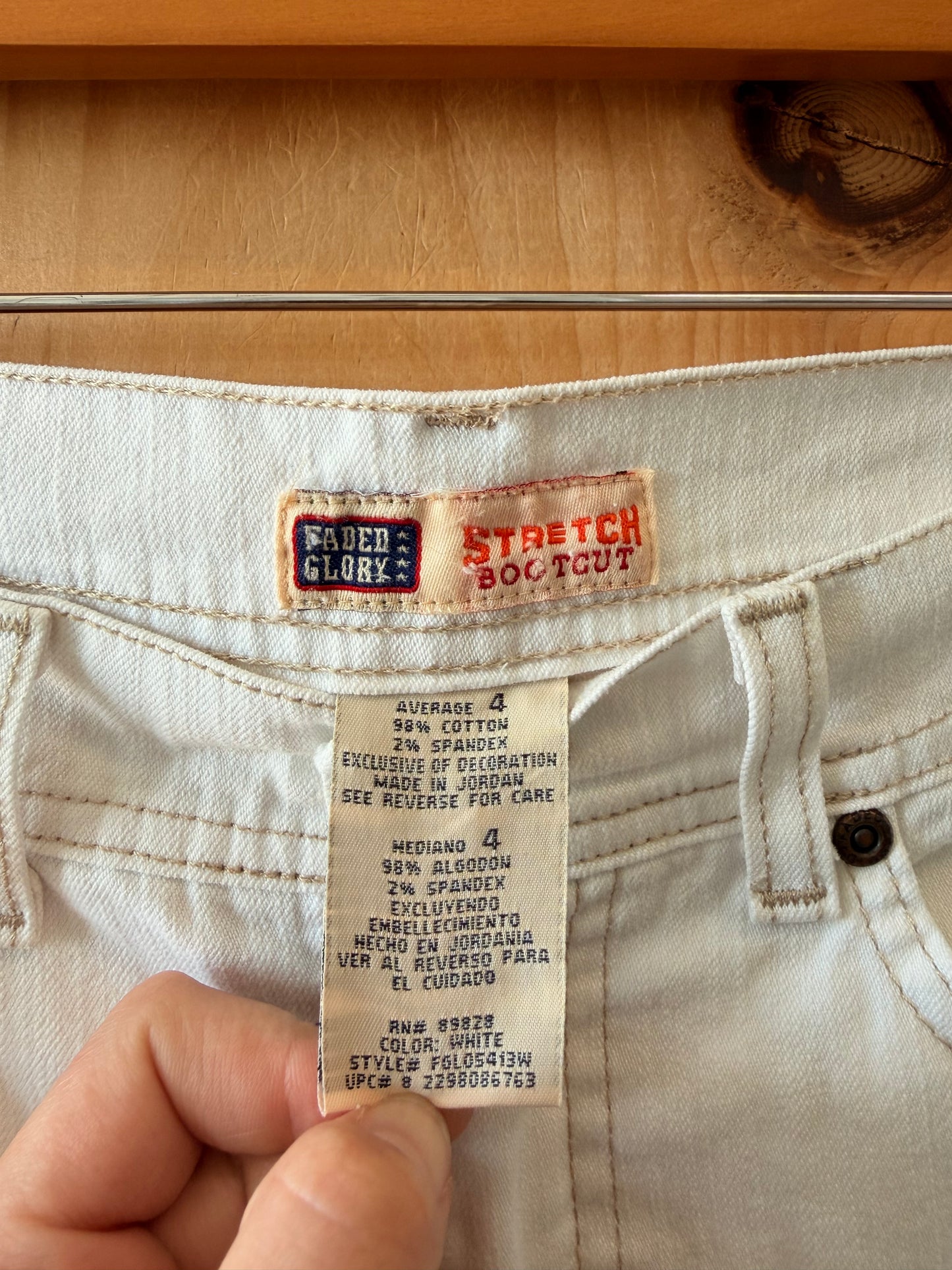 Y2K White Boot Cut Jeans : 4