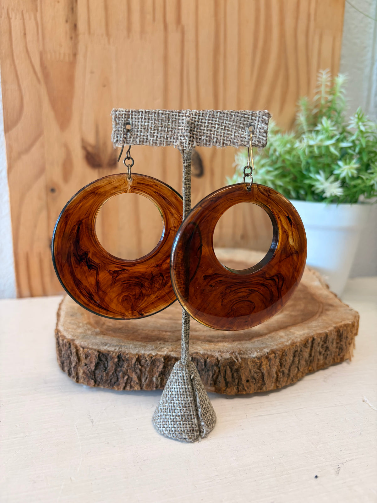 Chunky Amber Tone Hoops