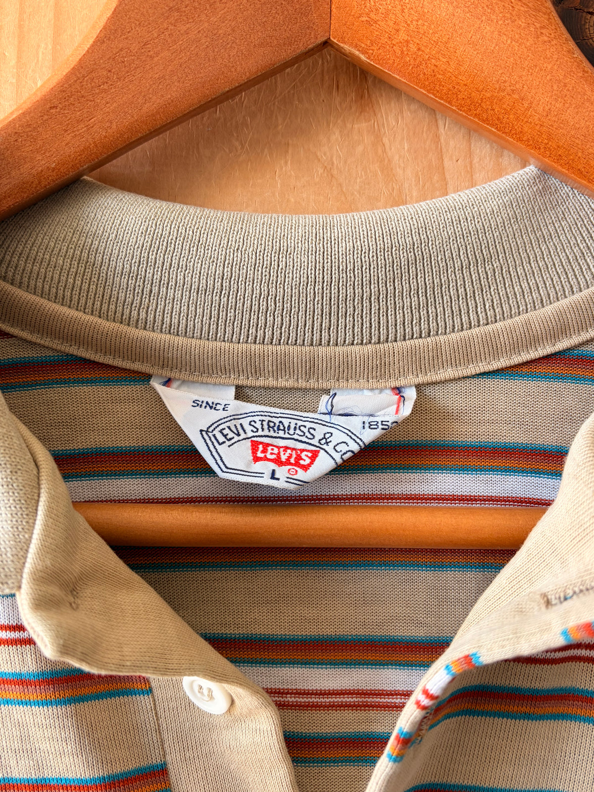 Vtg Levi’s Striped Single Stitch Polo : L