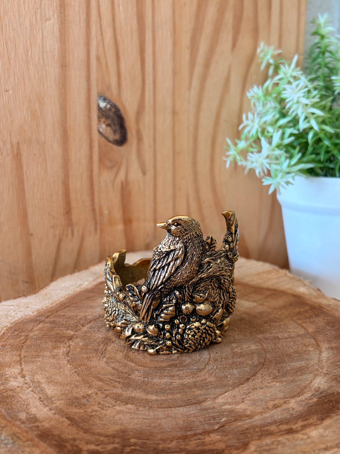 Gold Tone Bird Votive Candle Holder