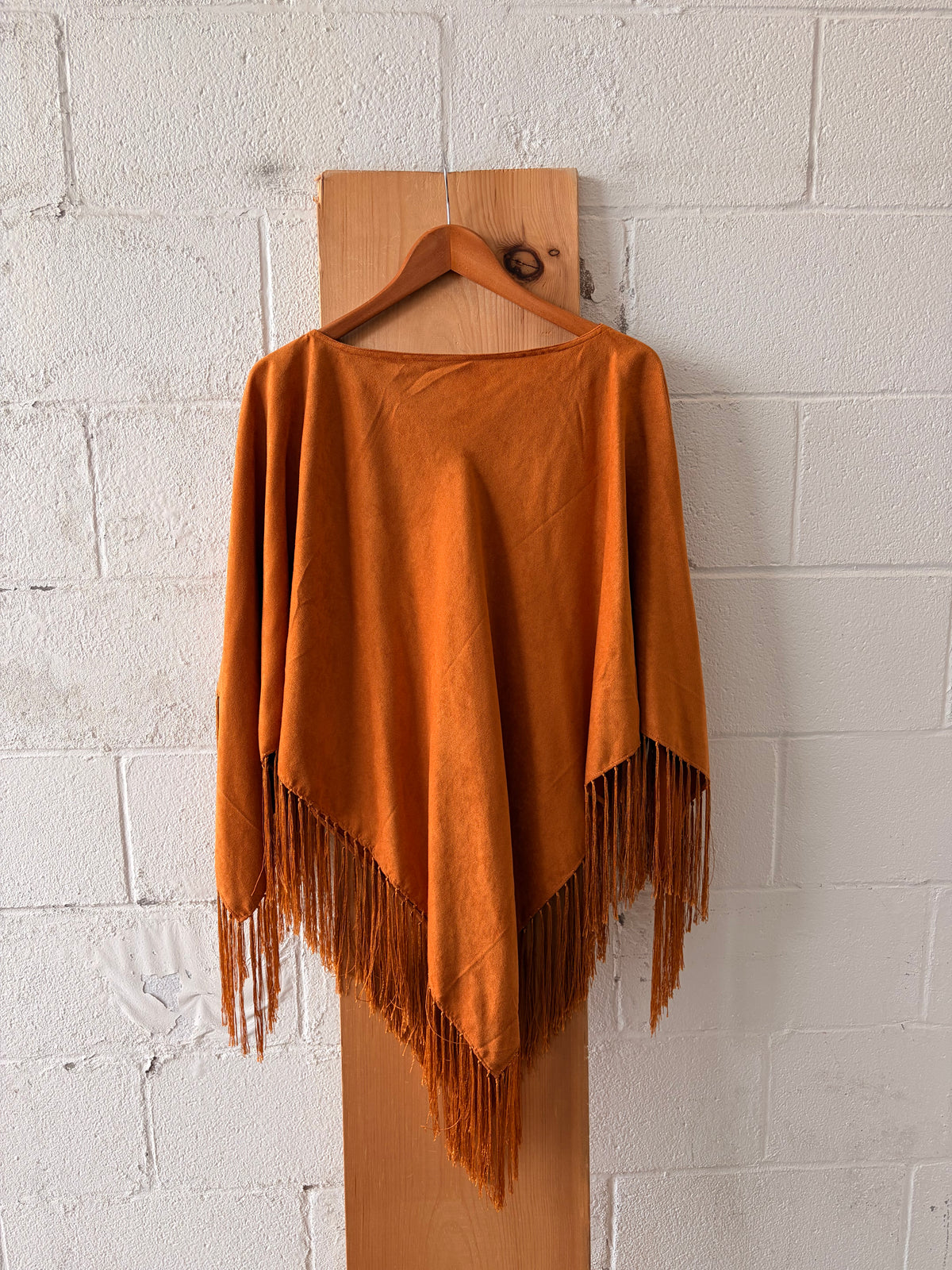 Pumpkin Orange Fringe Poncho : OS
