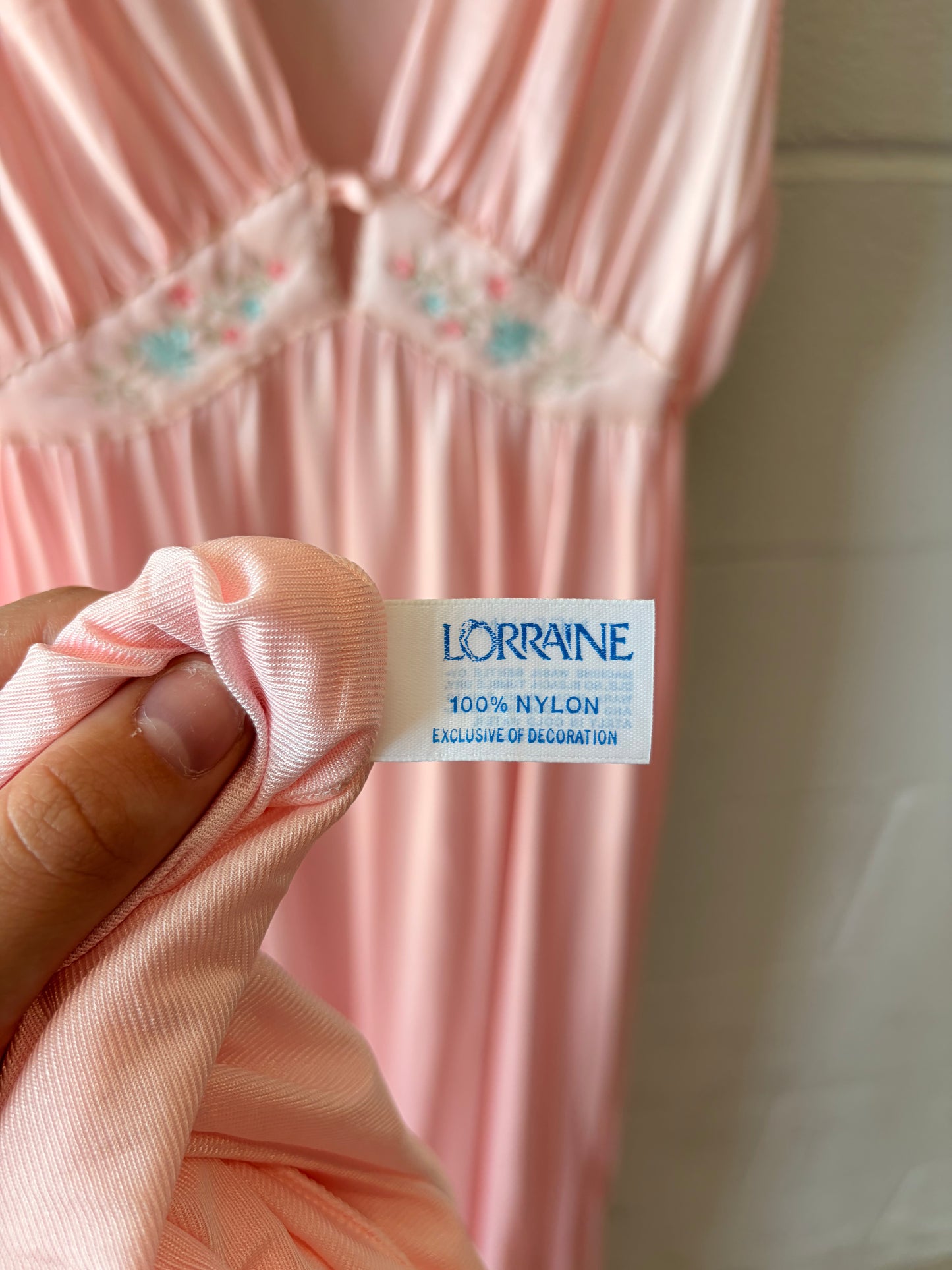 Vtg Lorraine Floral Pink Nightgown & Robe Set : M