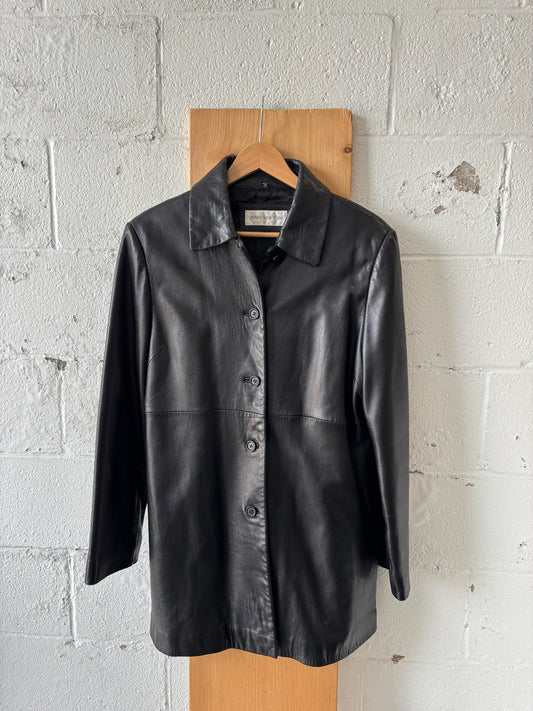 Black Leather Jacket : L