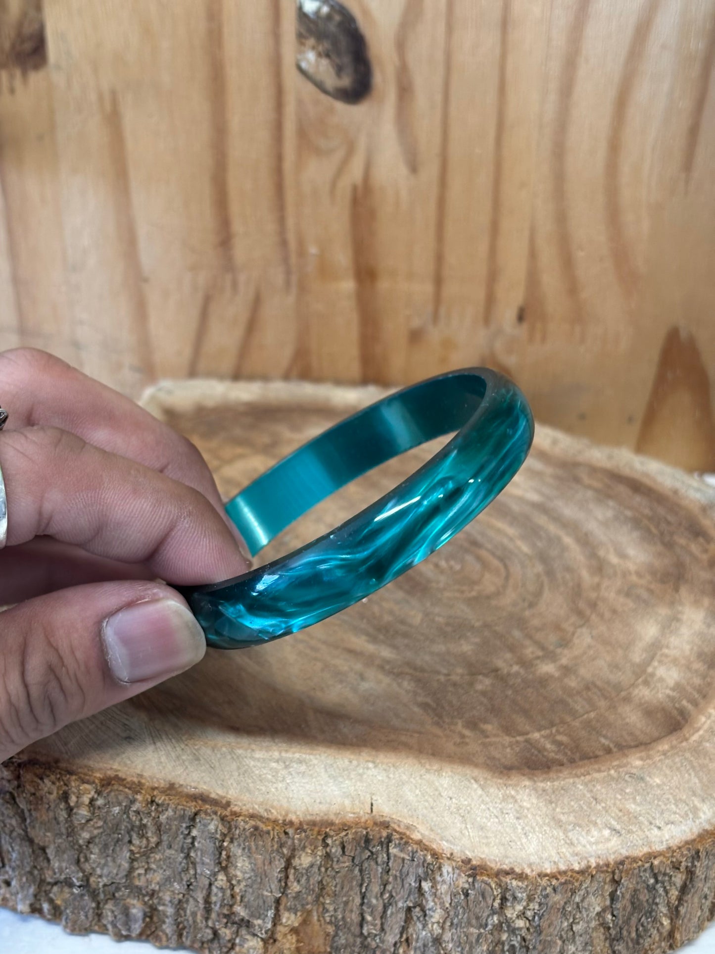 Teal Marbled Bangle