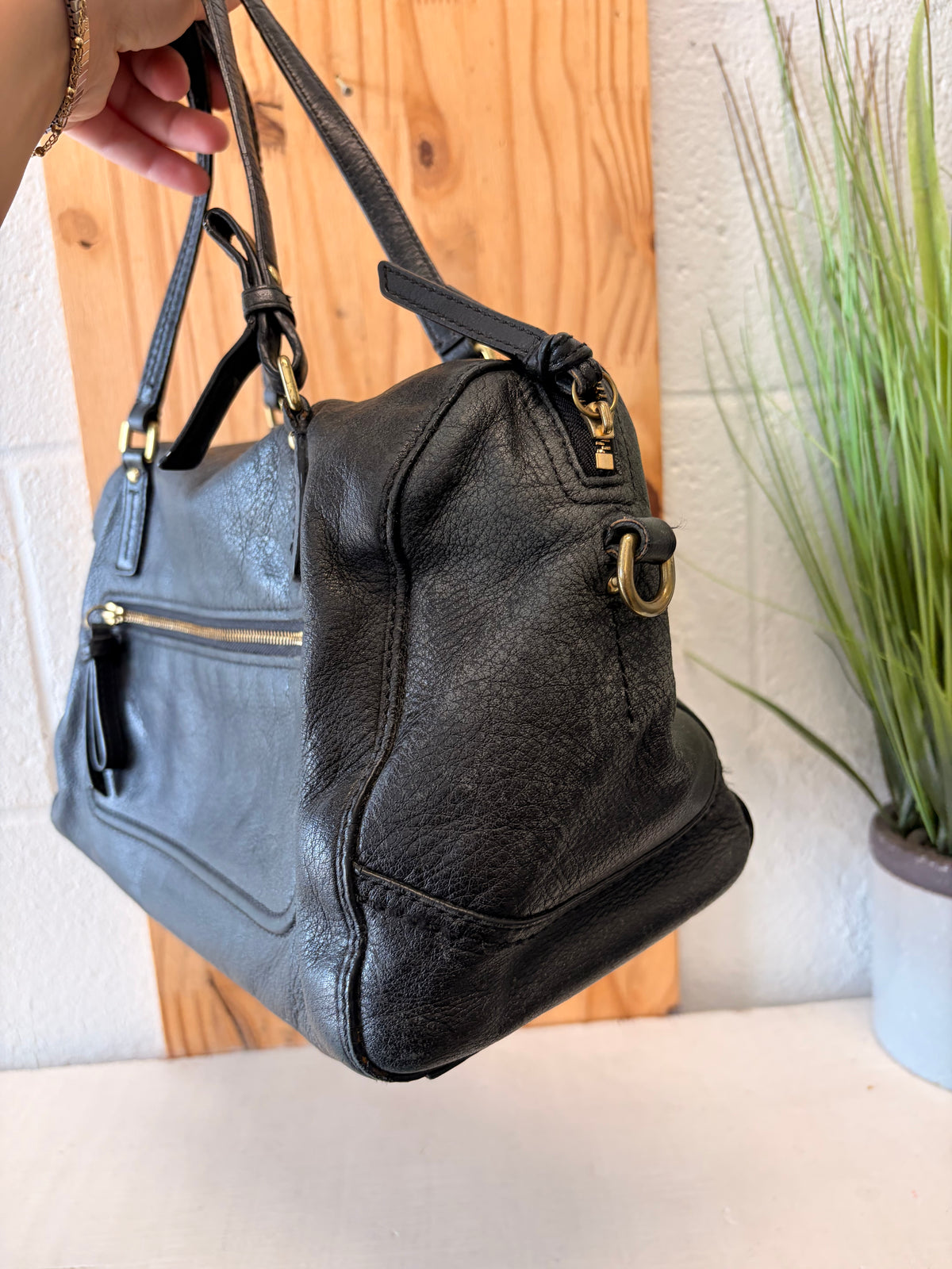 Black Coach Poppy Satchel / Hand Bag (As Is)