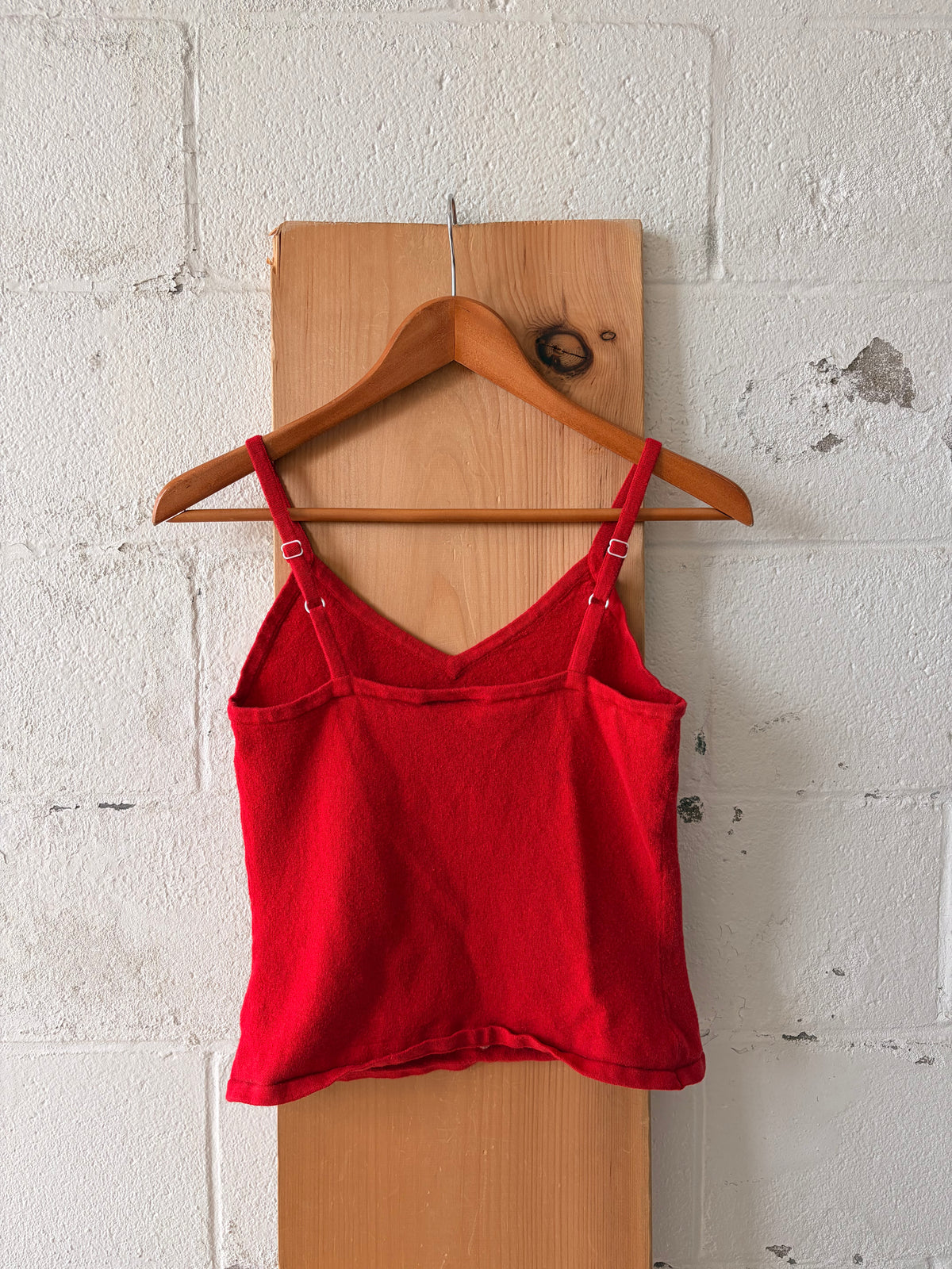 Vtg NoBo Red Floral Embroidered Tank : M