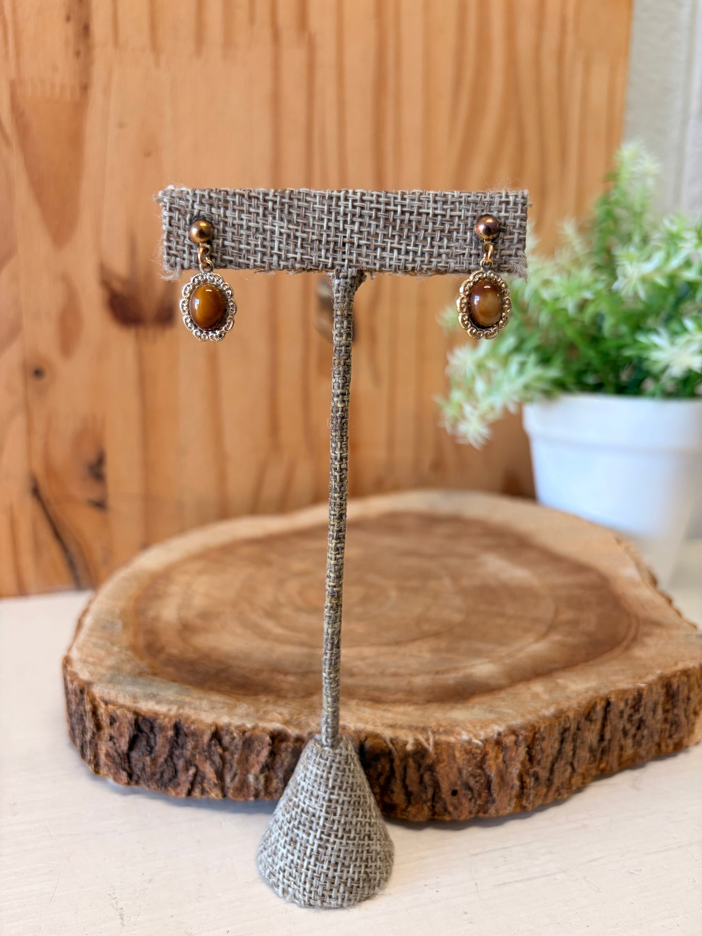 Amber Tone Dangle Earrings