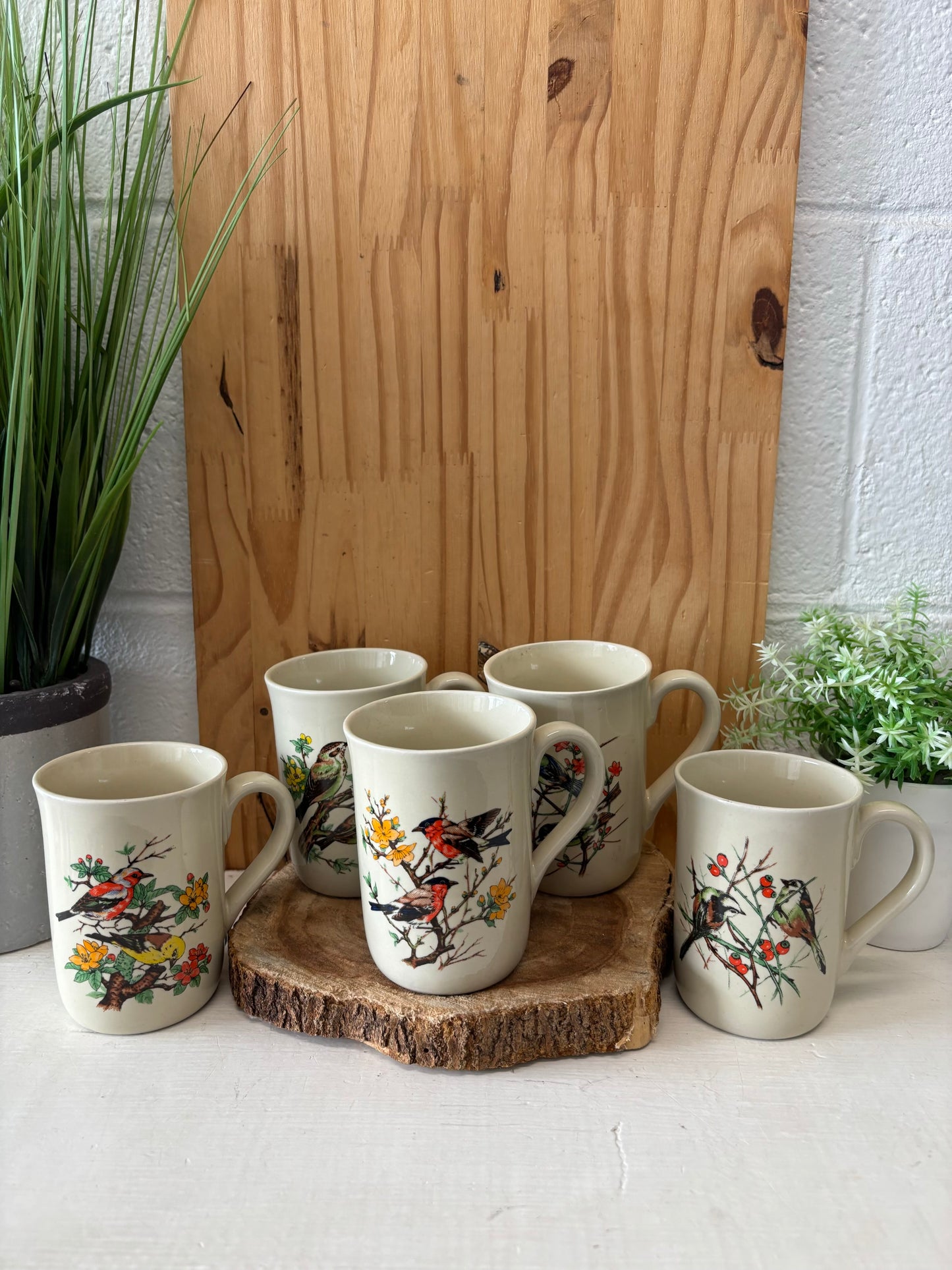 Vtg Set of 5 Bird Mugs (Local Pickup Only)