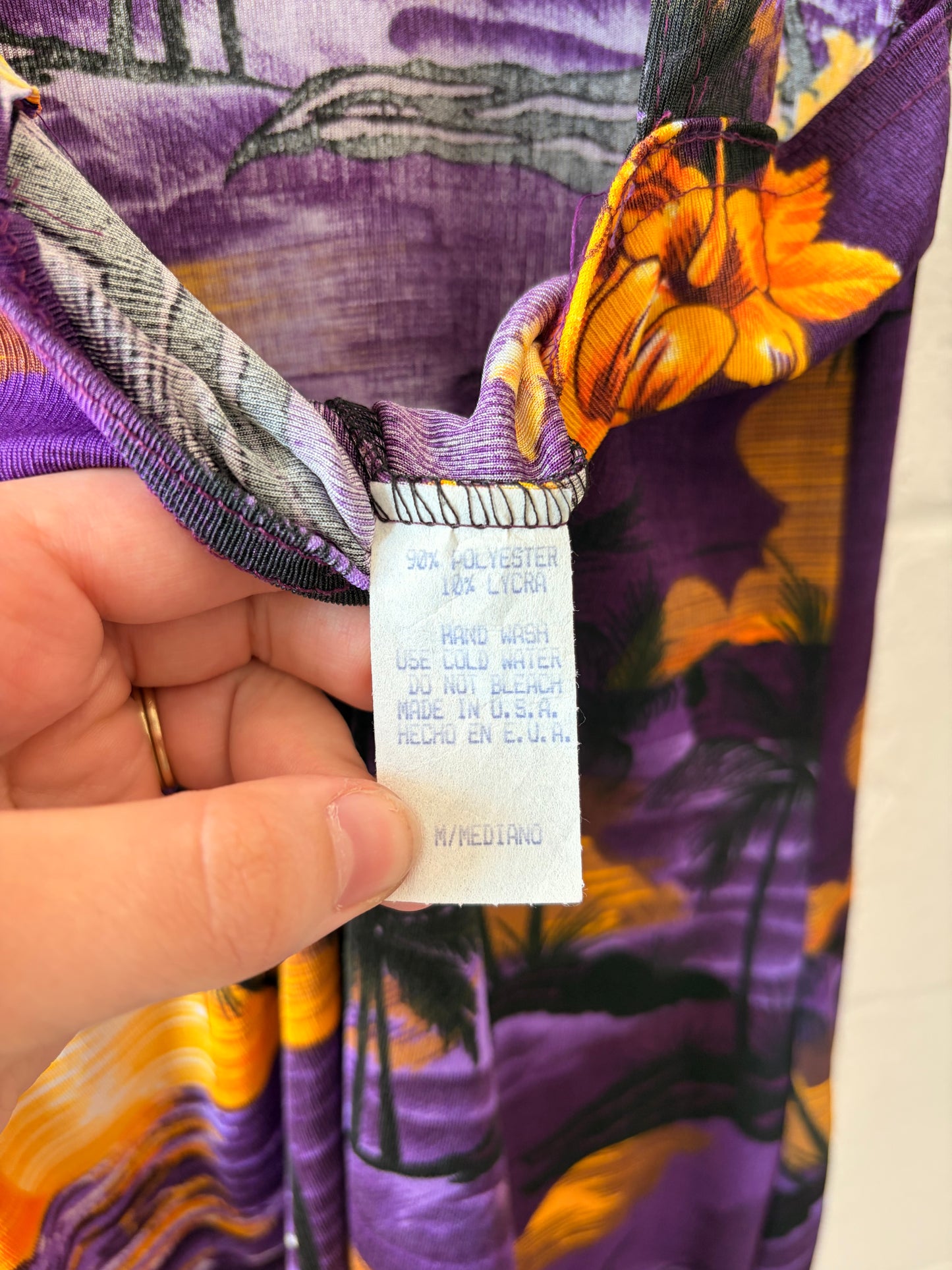 Vtg 90s Mesh Tropical Patterned Dress : M