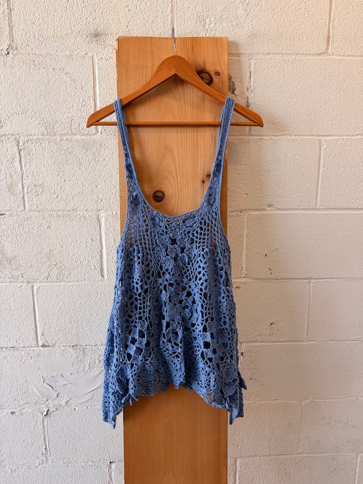 Flowy Blue Crochet Tank : S/M
