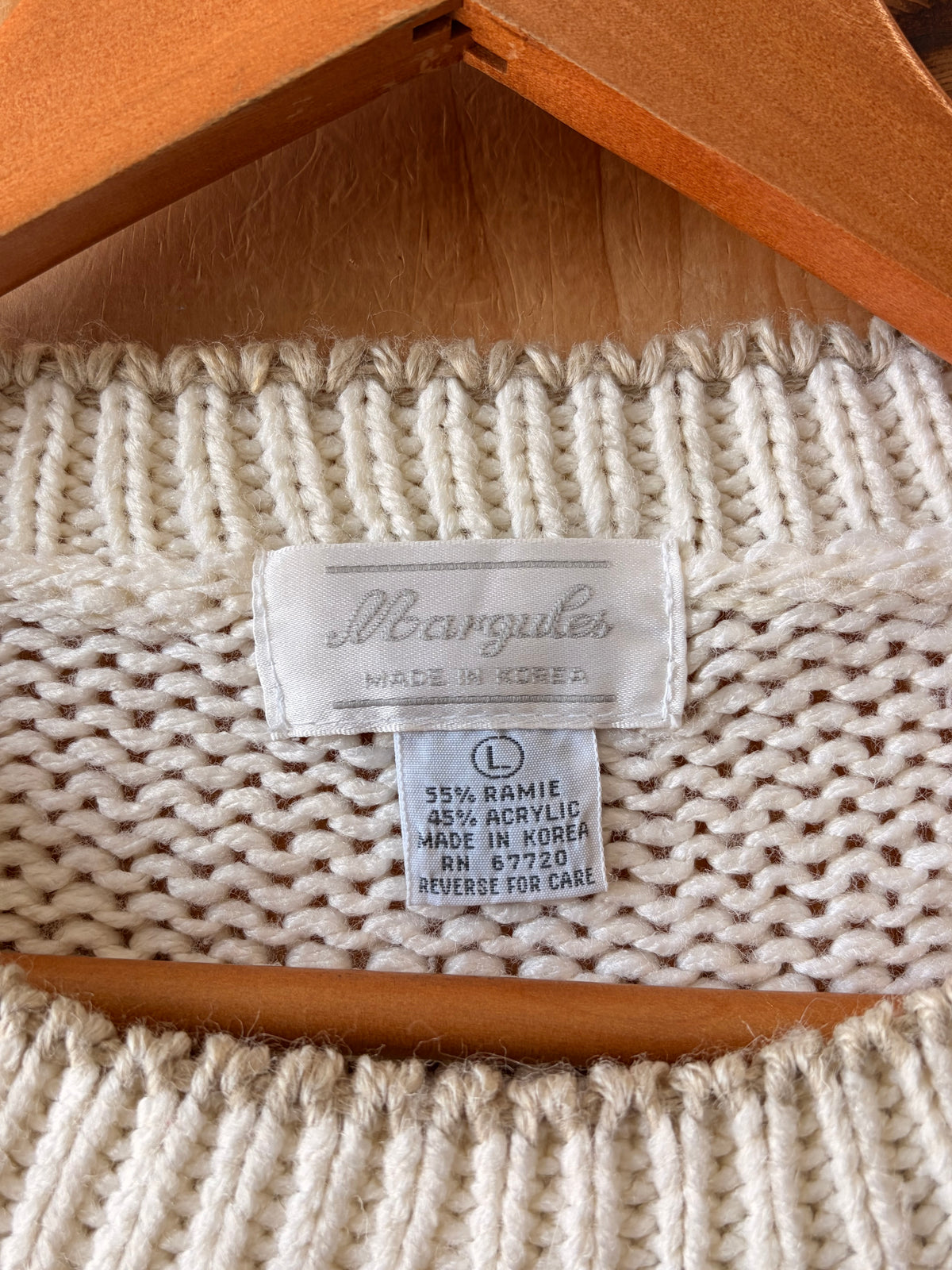Vtg Floral Cable Knit Sweater : L