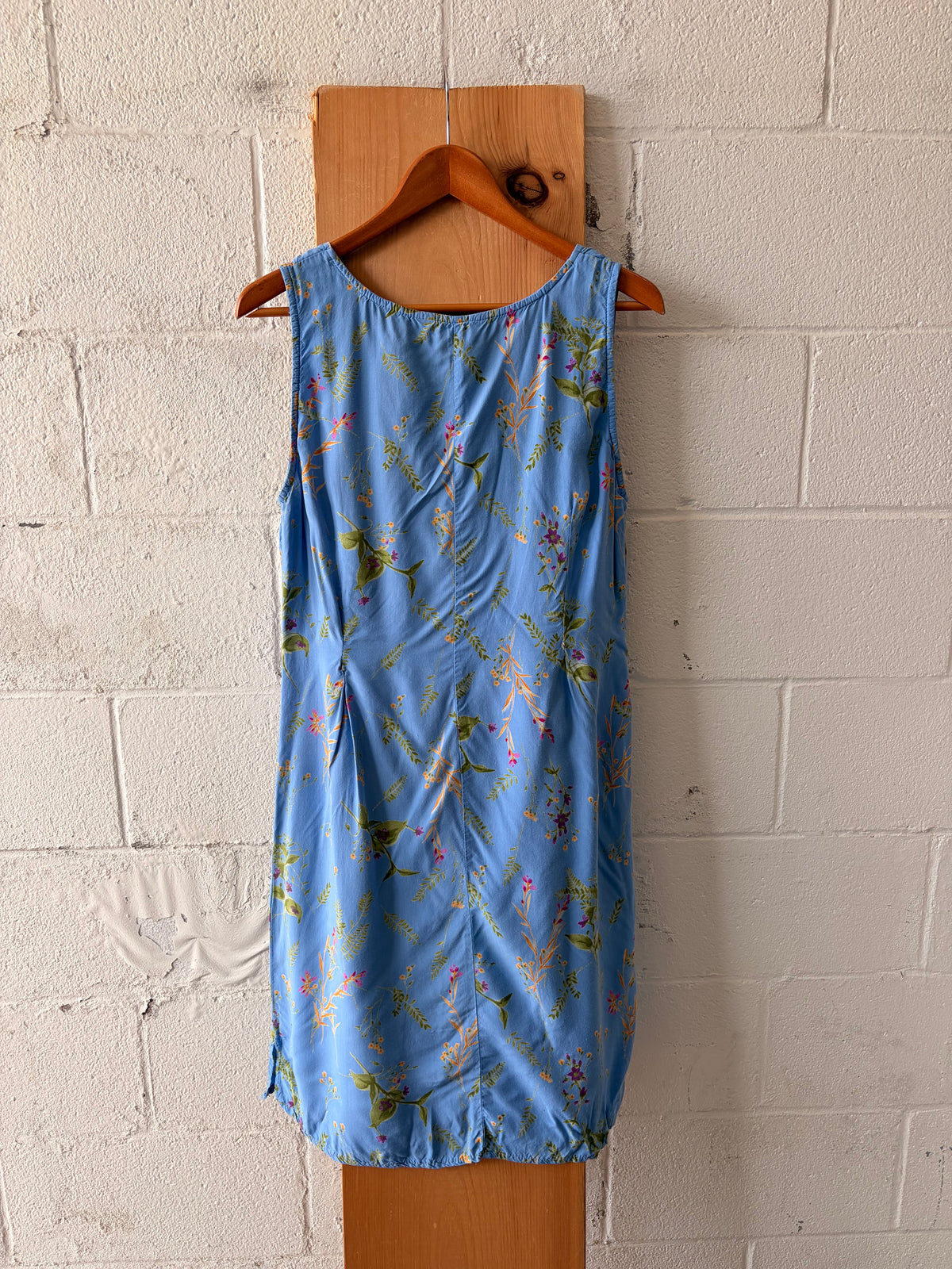 Vtg Floral Blue Midi Dress : M