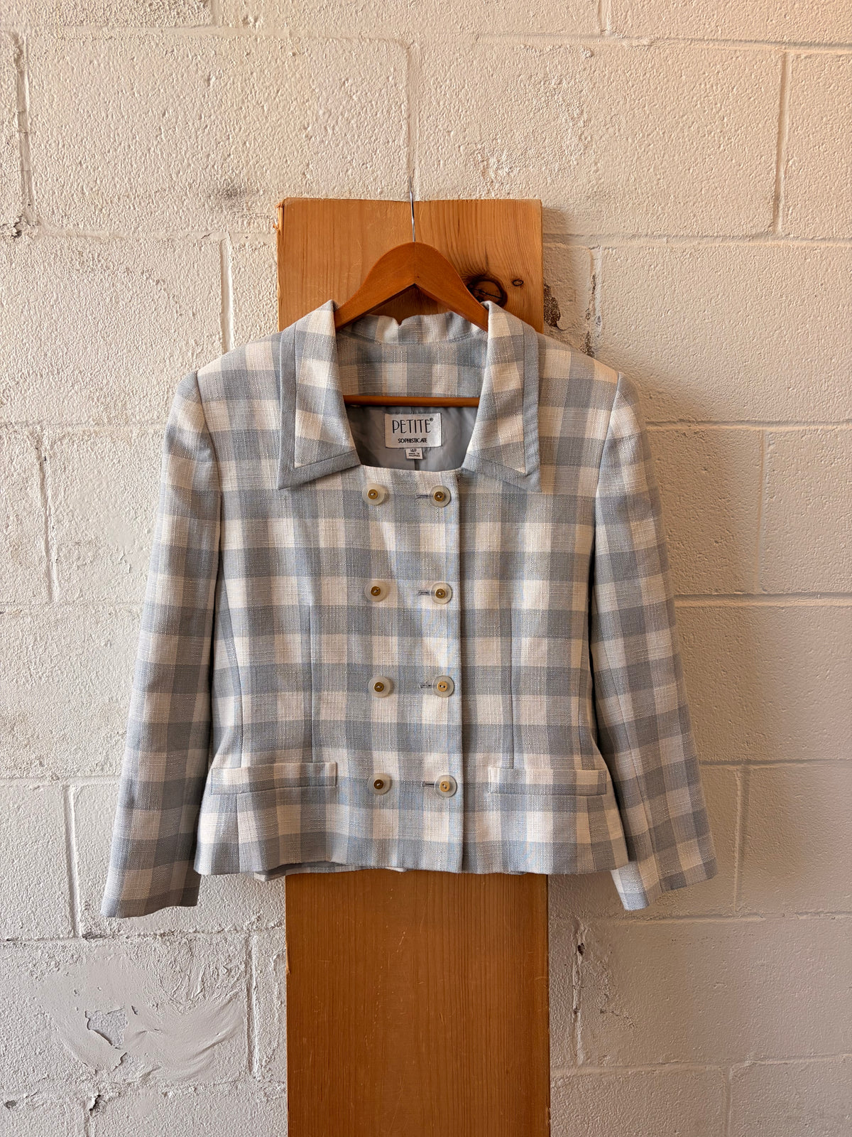 Plaid Blue Double Breasted Blazer : 14P