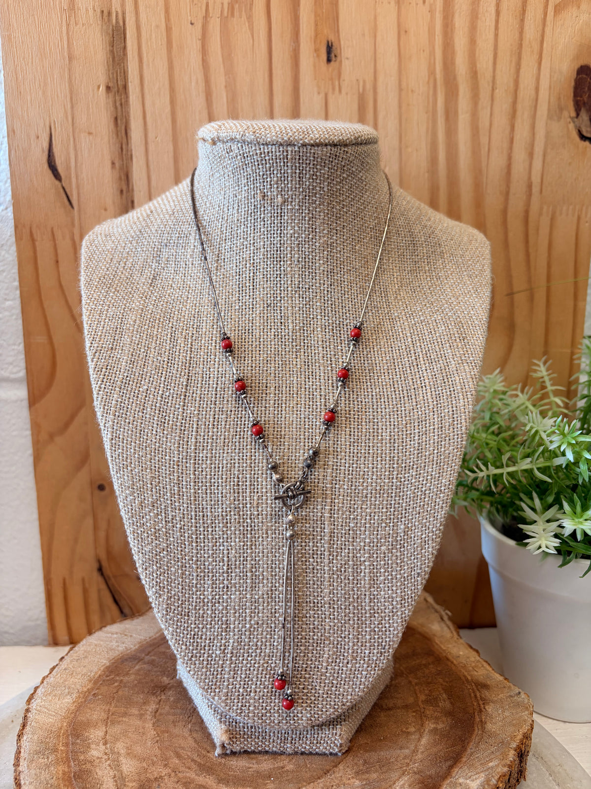 Red Beaded Toggle Necklace