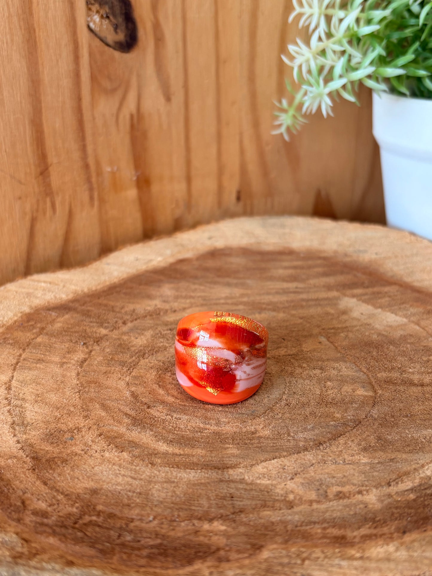 Golden Glass Sunset Ring : Size 7.5