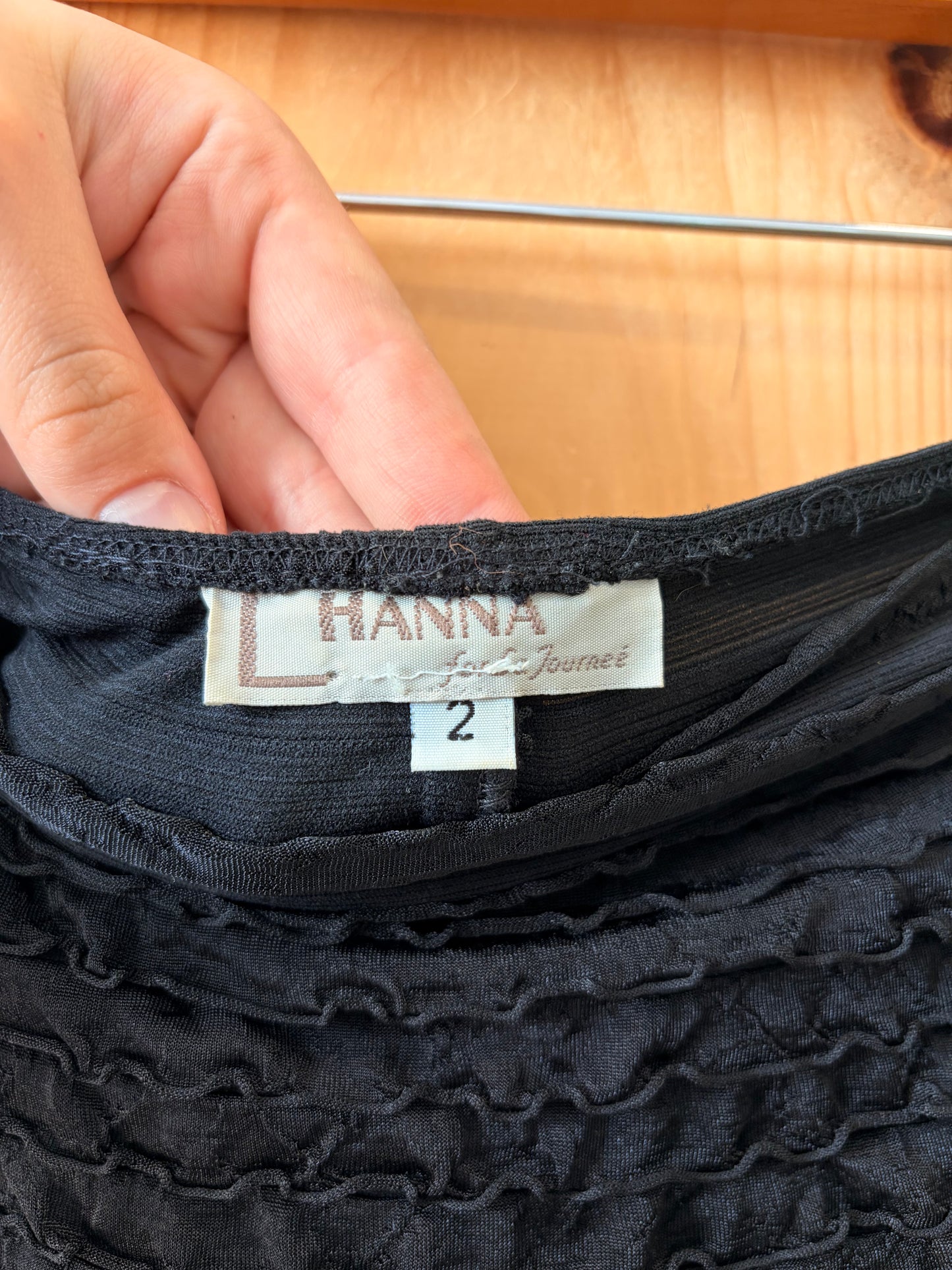 Vtg Textured Black Gathered Skirt : 2