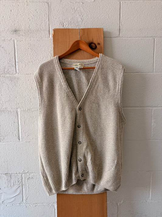 Vtg Eddie Bauer Oatmeal Sweater Vest : L