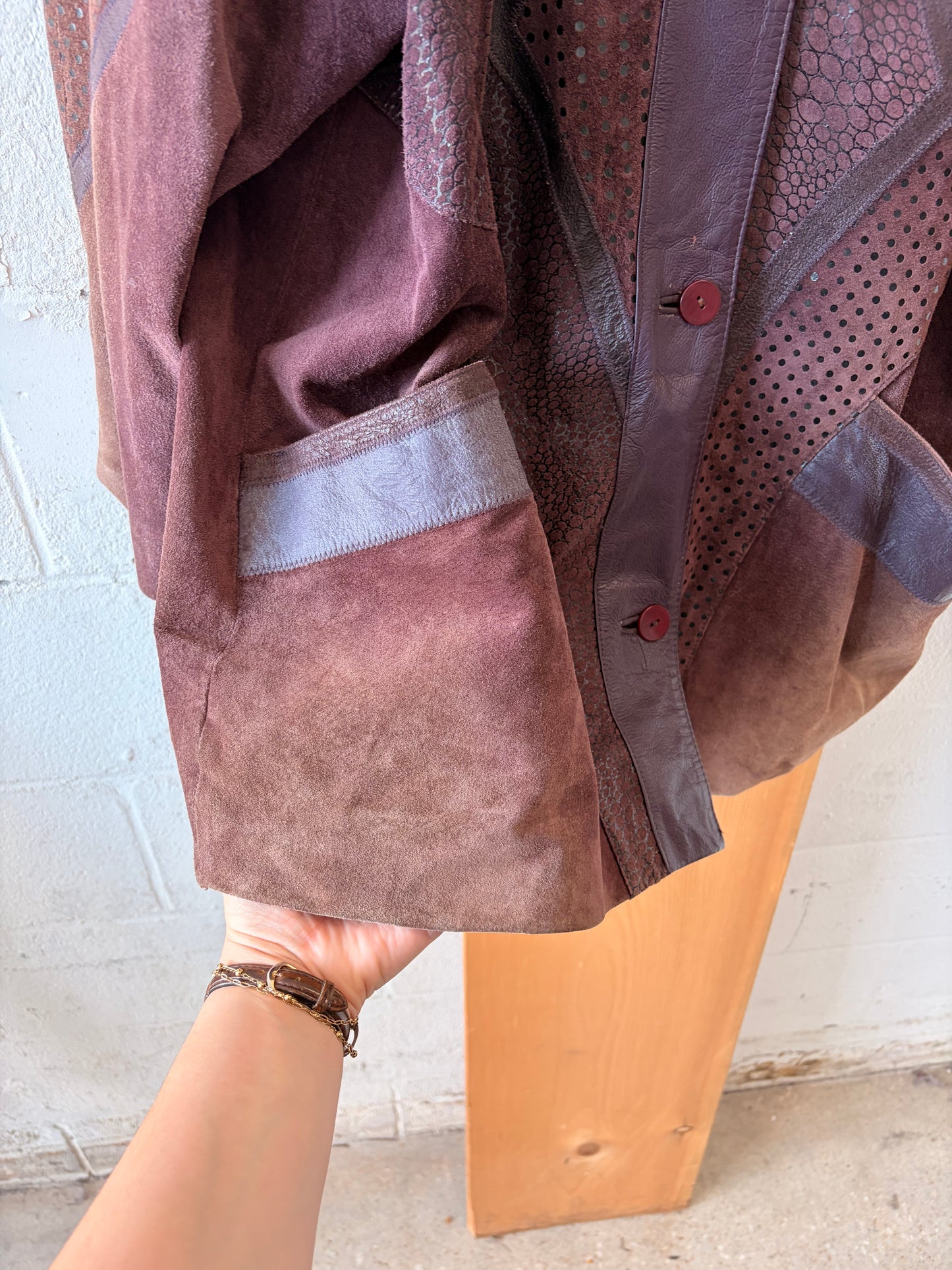 Patterned Faux Leather Jacket : 44