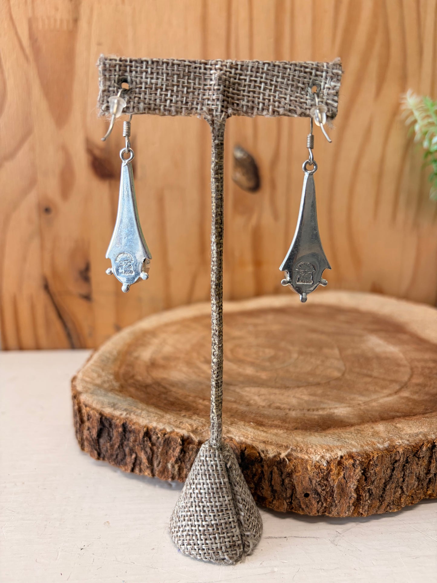 Mexico Stamped Silver Dangle Earrings