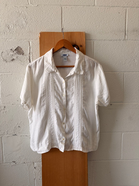 Classic White Linen Blouse : XL