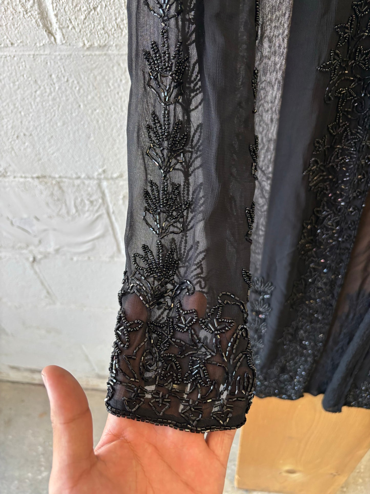 Vtg Scala Sheer Beaded Duster : L