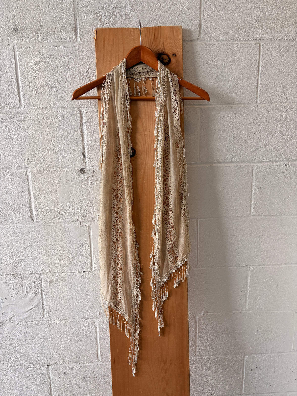 Ivory Fringe Lace Scarf