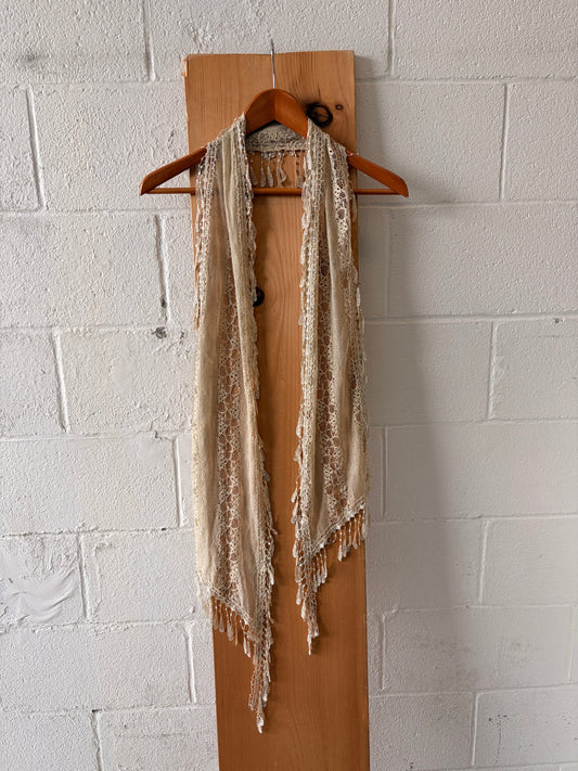 Ivory Fringe Lace Scarf