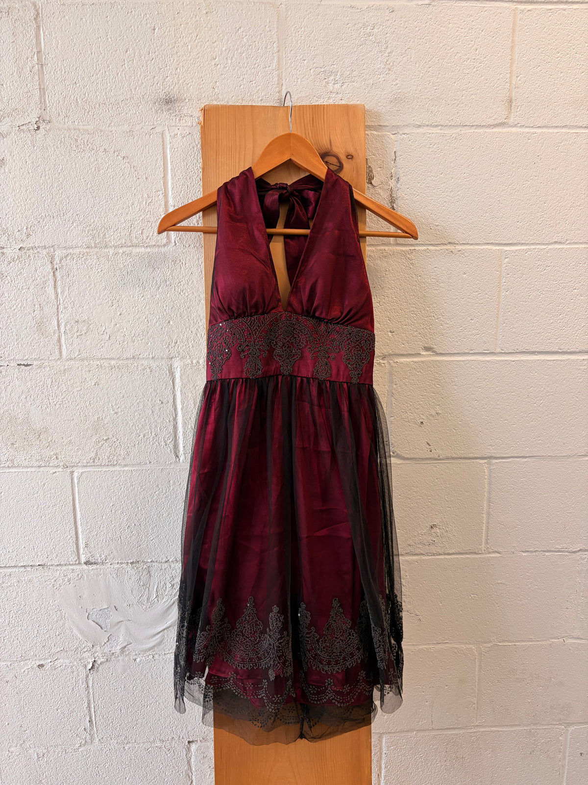 Adrianna Papell Wine Red Halter Dress : 2P