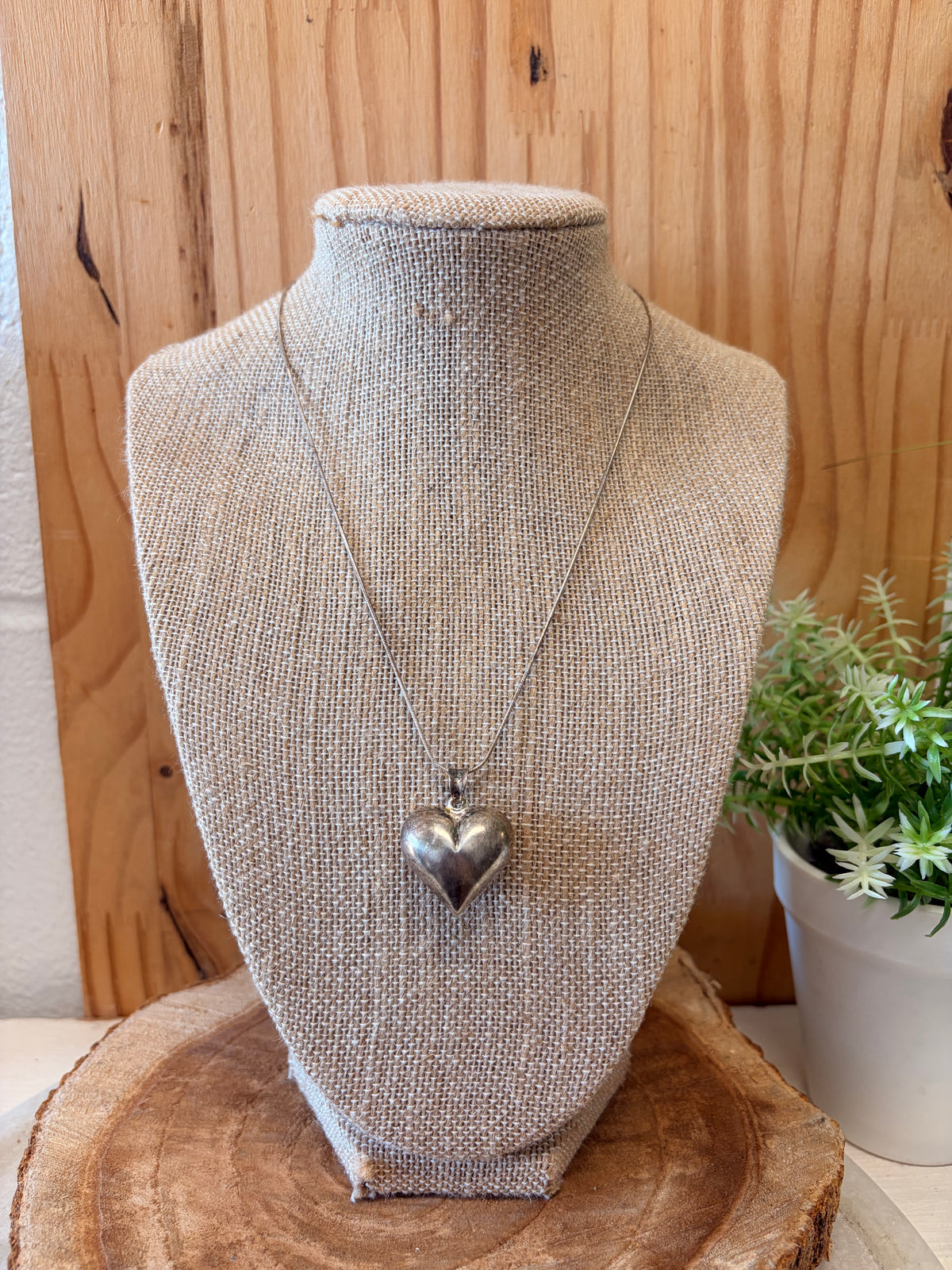 925 Sterling Puffy Heart Necklace