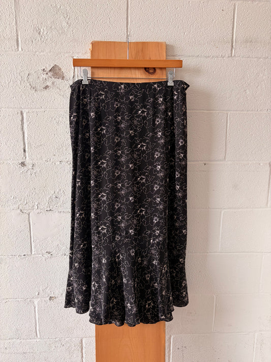Black & White Floral Skirt : 2X