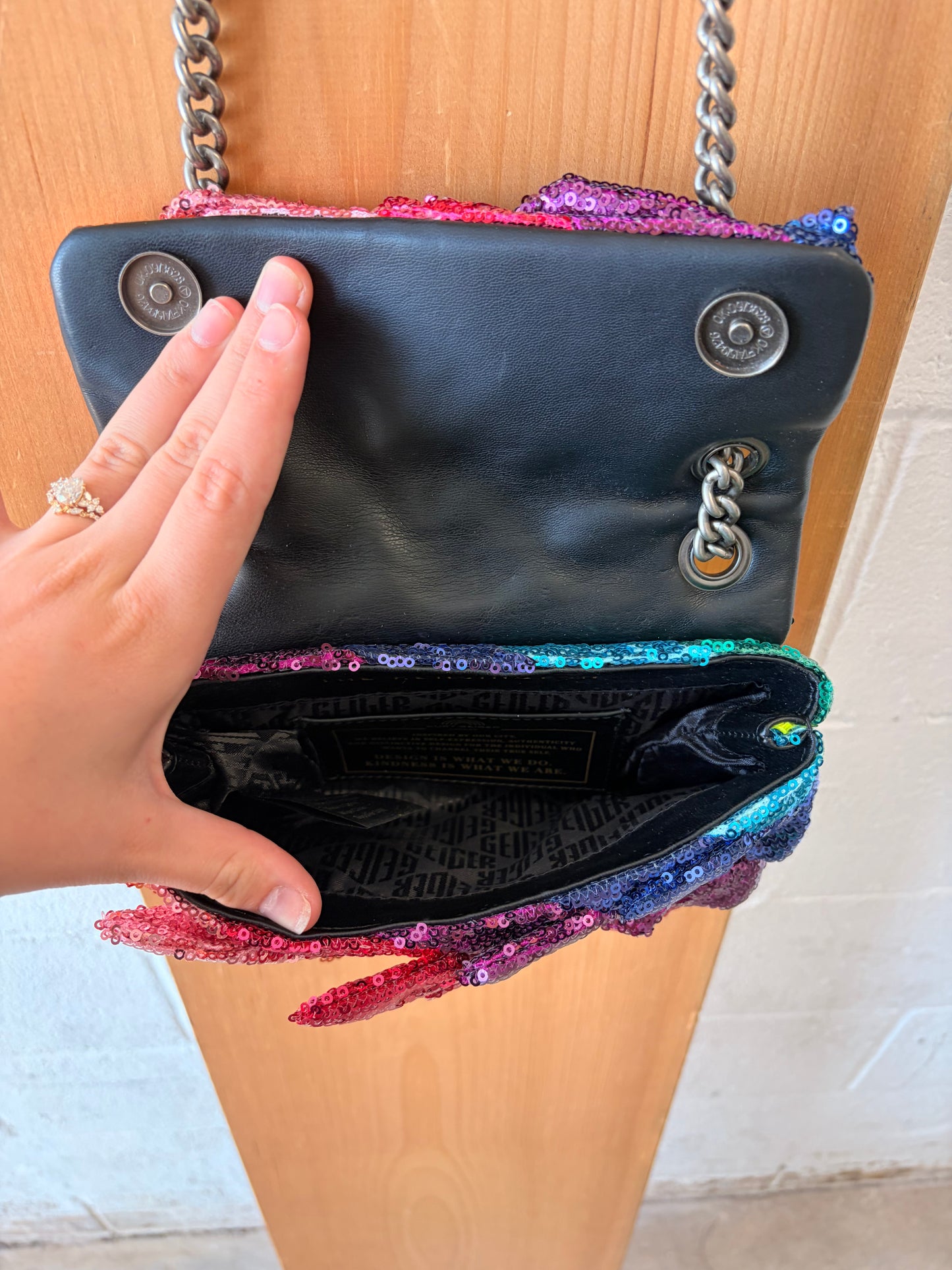 Kurt Geiger Mini Kensington Rainbow Sequins Purse
