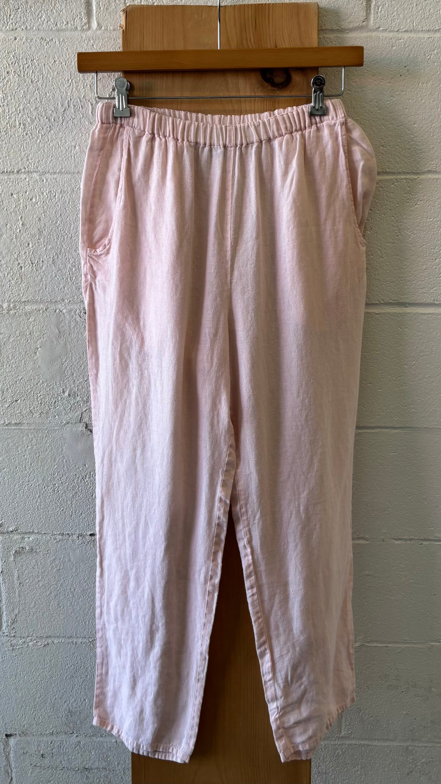 100% Linen Light Pink Pants : Petite