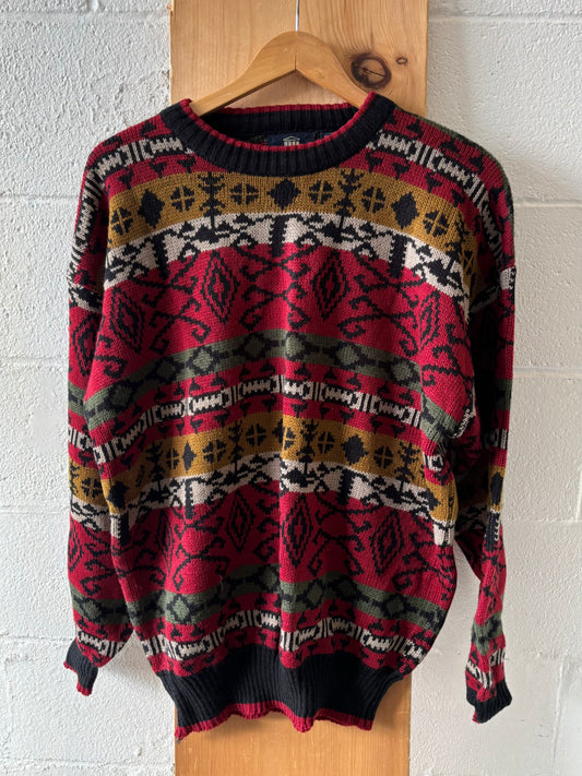 Vtg Patterned Sweater : L