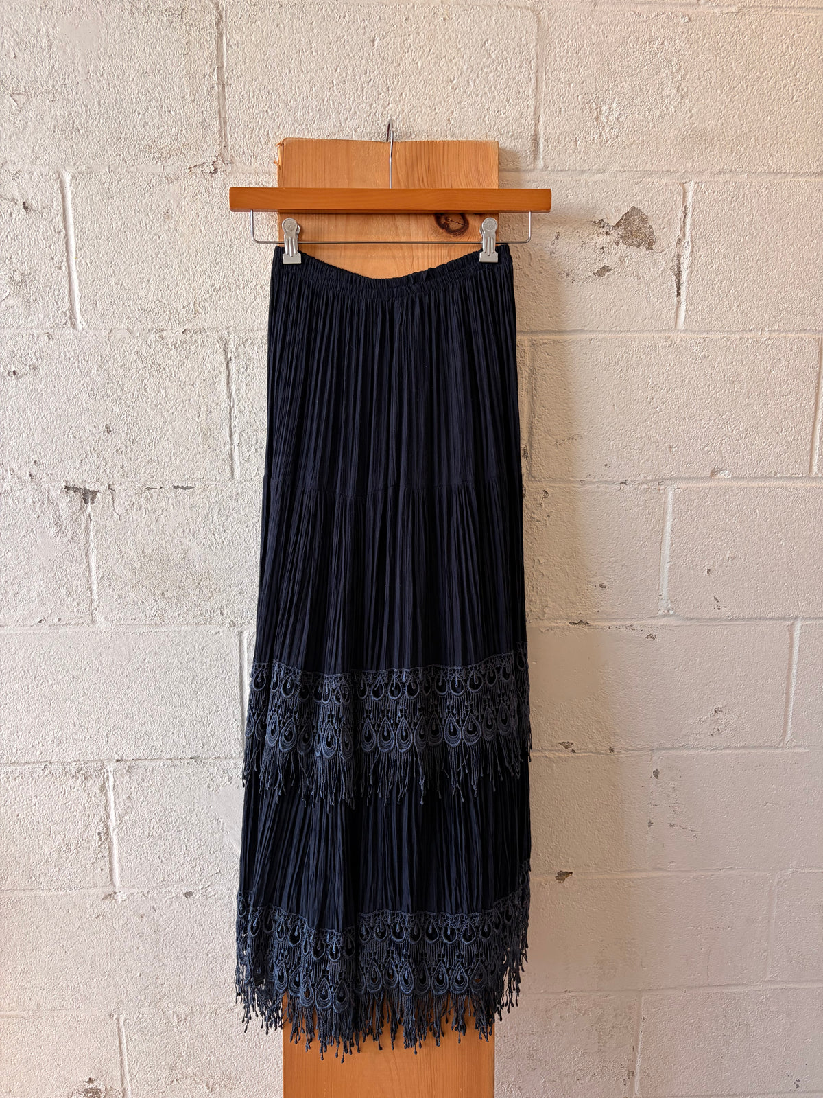 Navy Peacock Skirt : 24”W