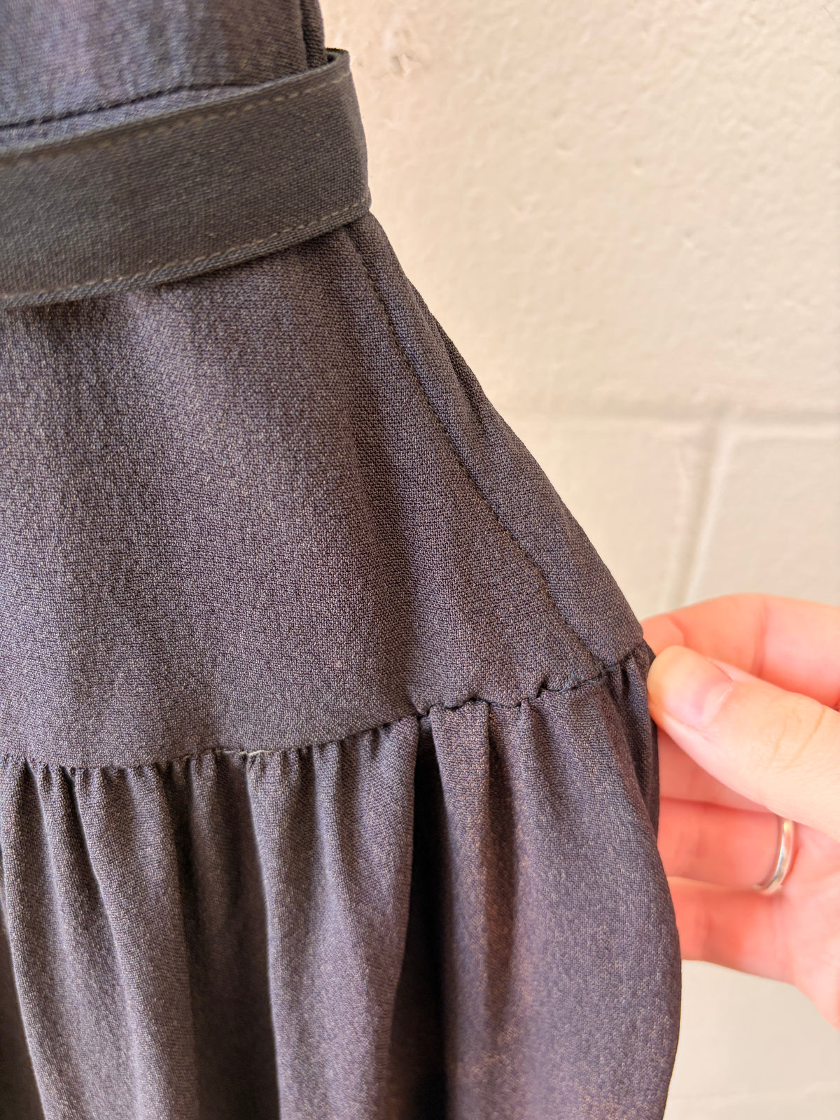Vtg Beaded Brown & Black Lace Dress : S/M (As Is)