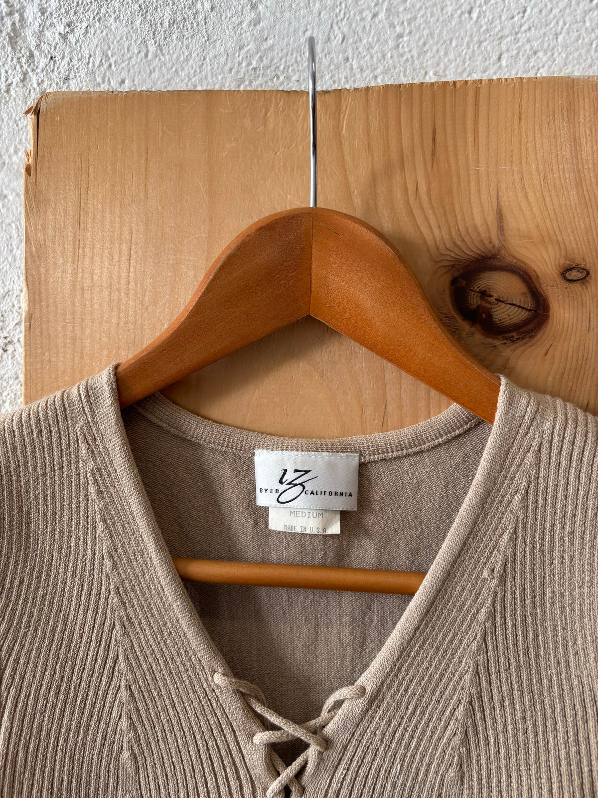 Vtg Ribbed Tan Sleeveless Top : M