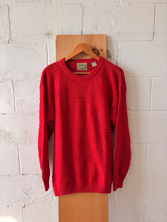 Vtg Classic Textured Red Sweater : M