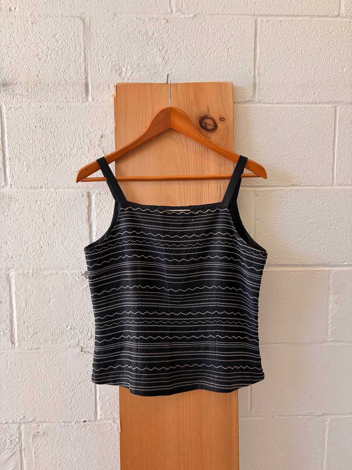 Vtg Black & White Patterned Silk Tank : 8