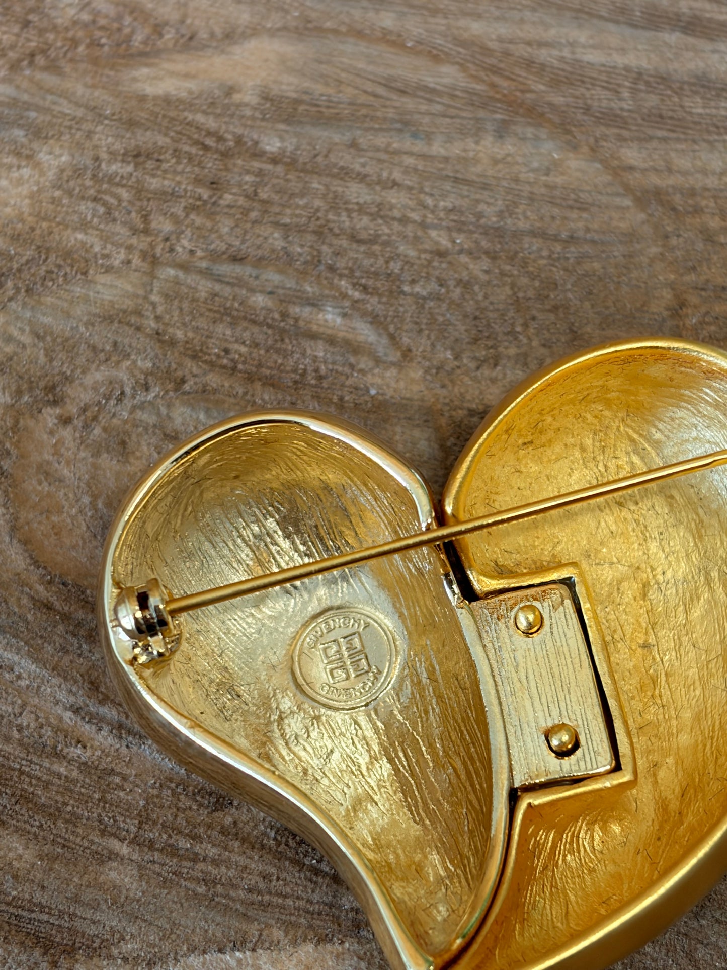Gold Tone Heart Brooch