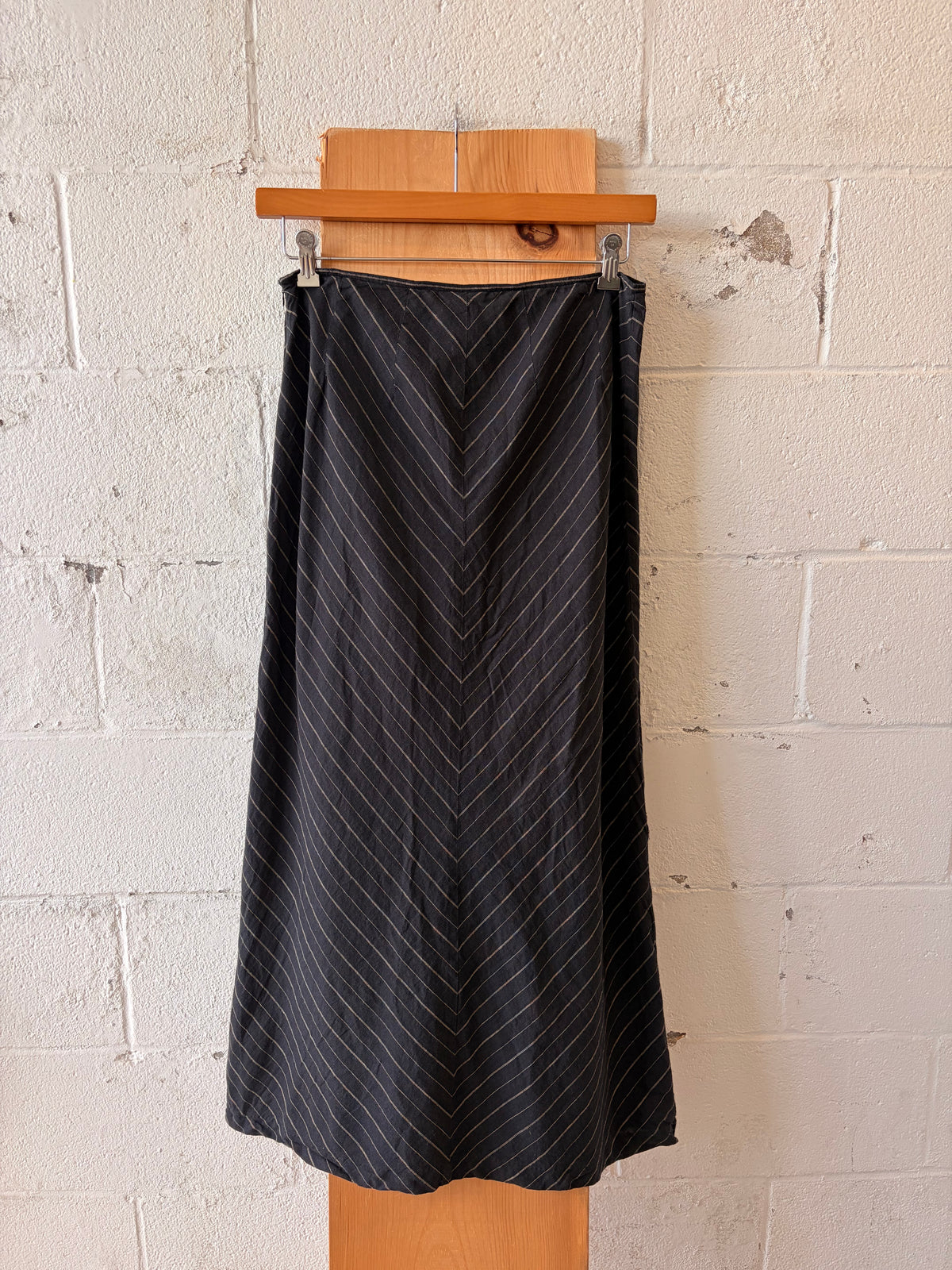 Striped Linen Blend Skirt : L