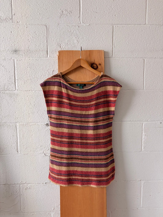 Striped Sleeveless Knit Top : M
