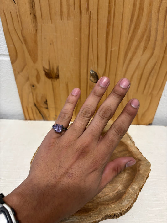 Vtg 925 Silver & Purple Stone Ring : Size 5.5 (As Is)