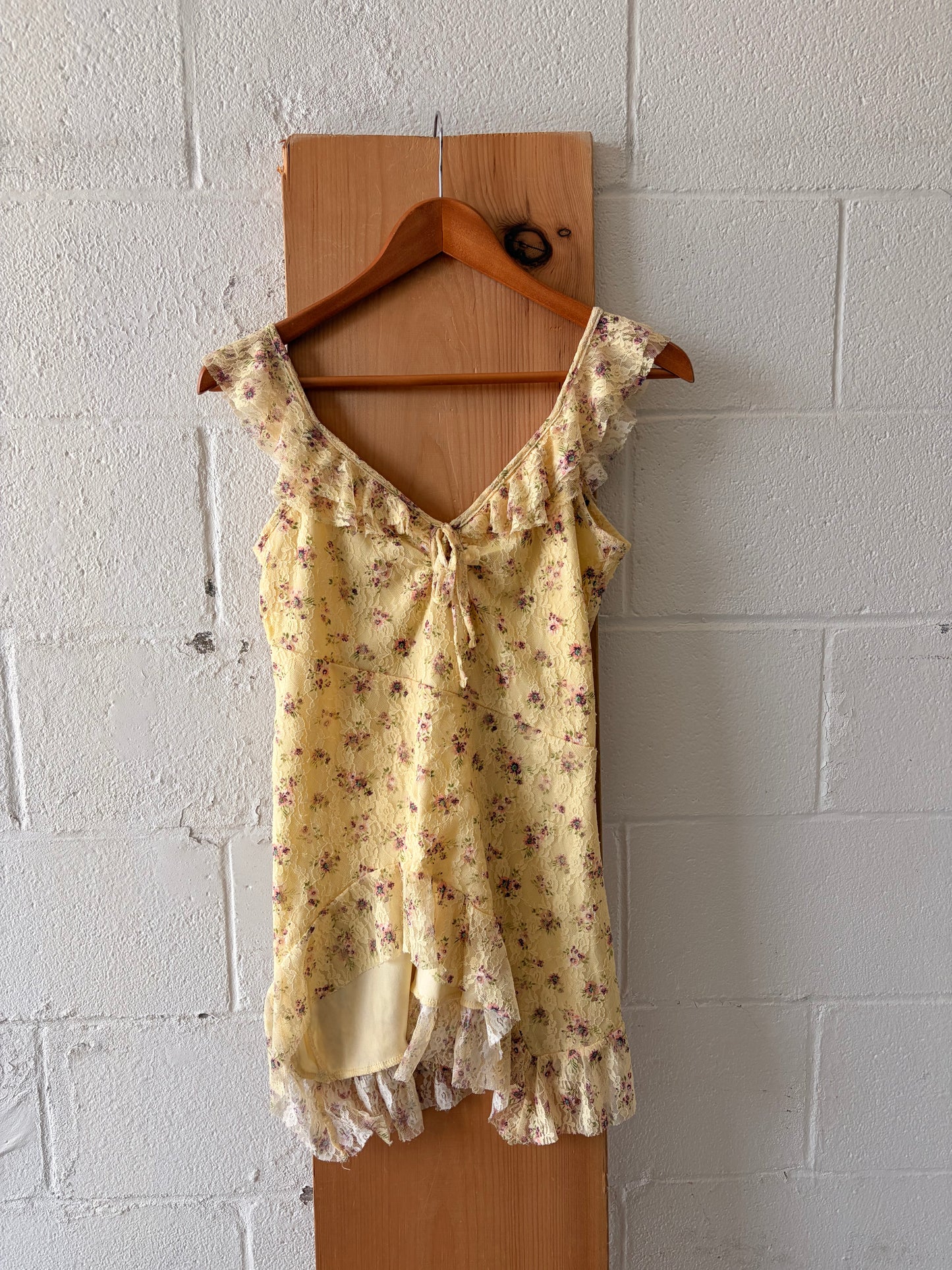 Dainty Yellow Floral Top / Mini Dress : S
