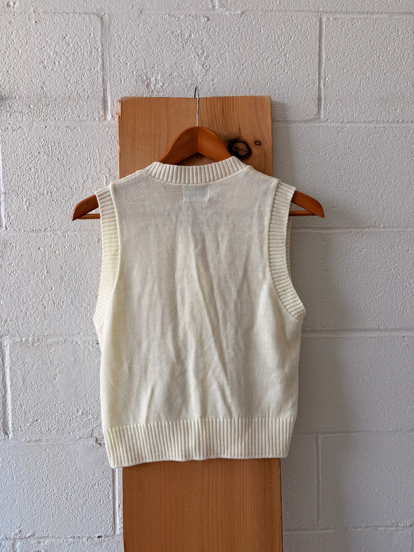 Vtg White Sweater Vest : S