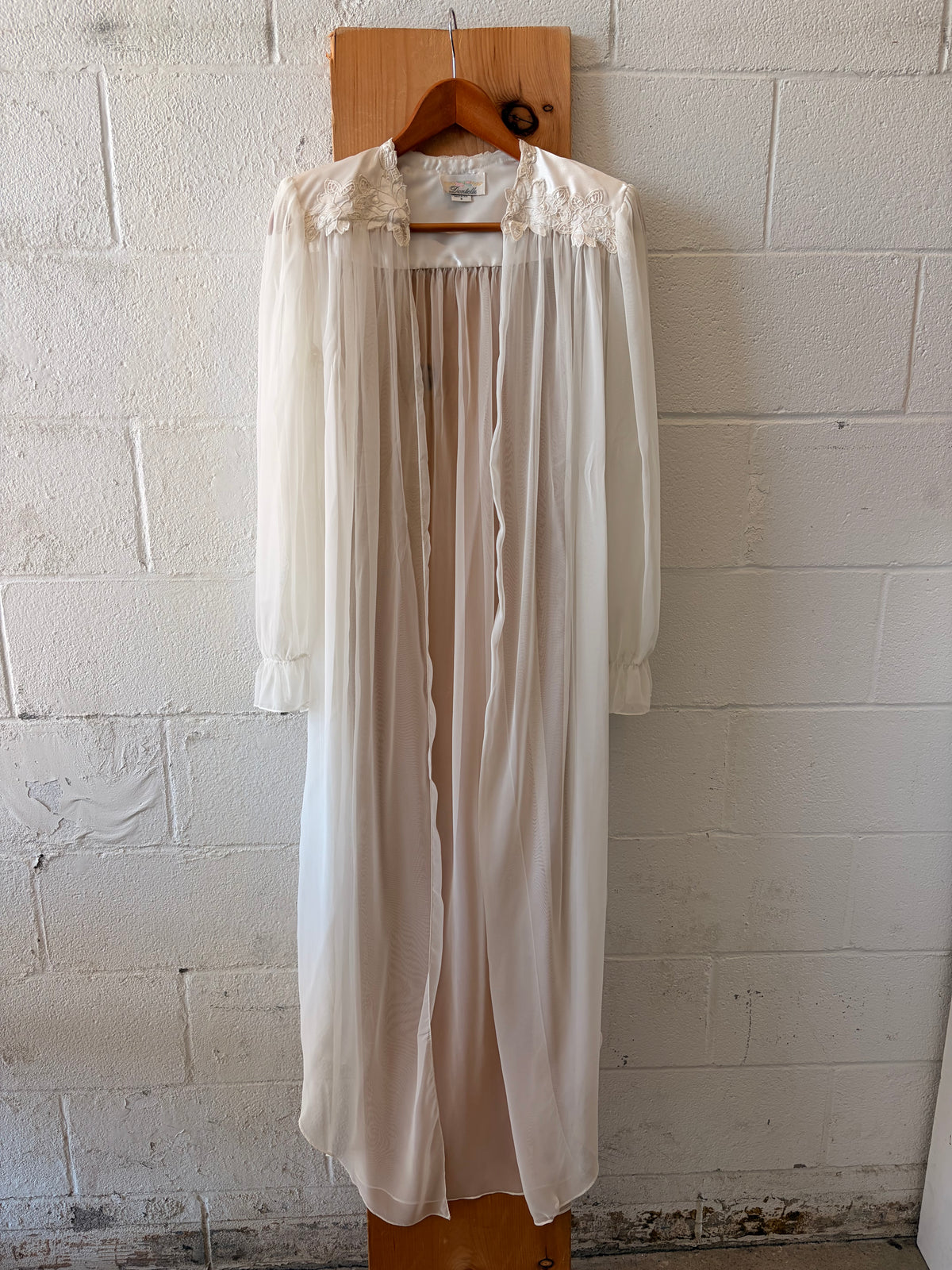 Vtg Sheer White Chiffon Robe : S